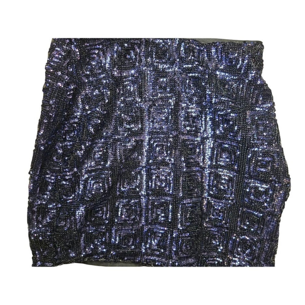 HM Purple Black Sequin Geometric Square Mini Skirt Size 2 Party Concert NightOut